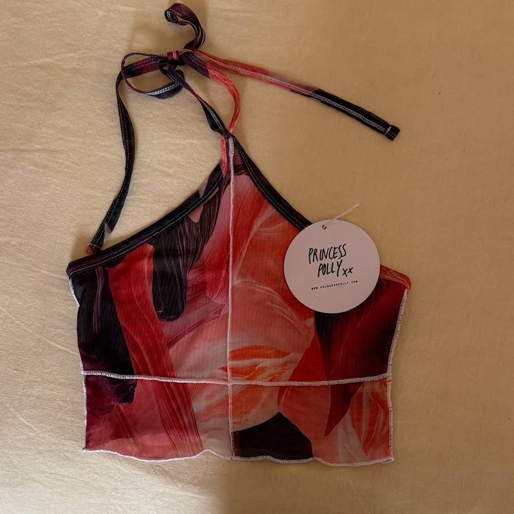 Princess Polly Red and Black Halter Top